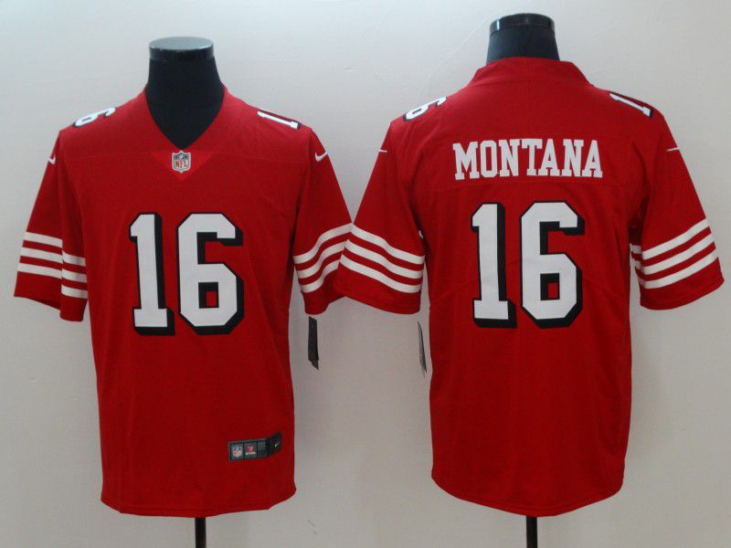 Men San Francisco 49ers #16 Montana Red Nike Vapor Untouchable Limited NFL Jerseys